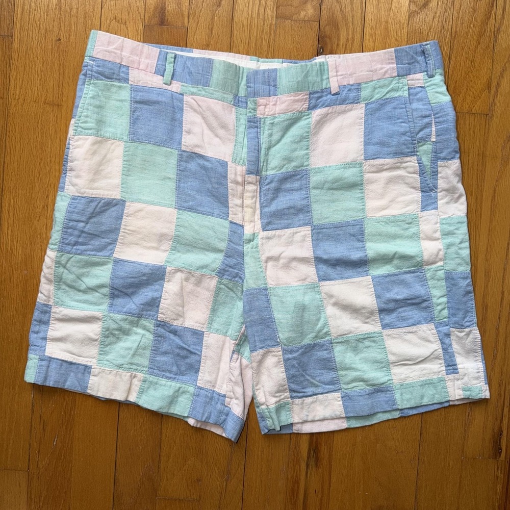Vintage Wedge & Wood Madras Shorts Pastel‎ Patchwork Chino Preppy Golf Easter